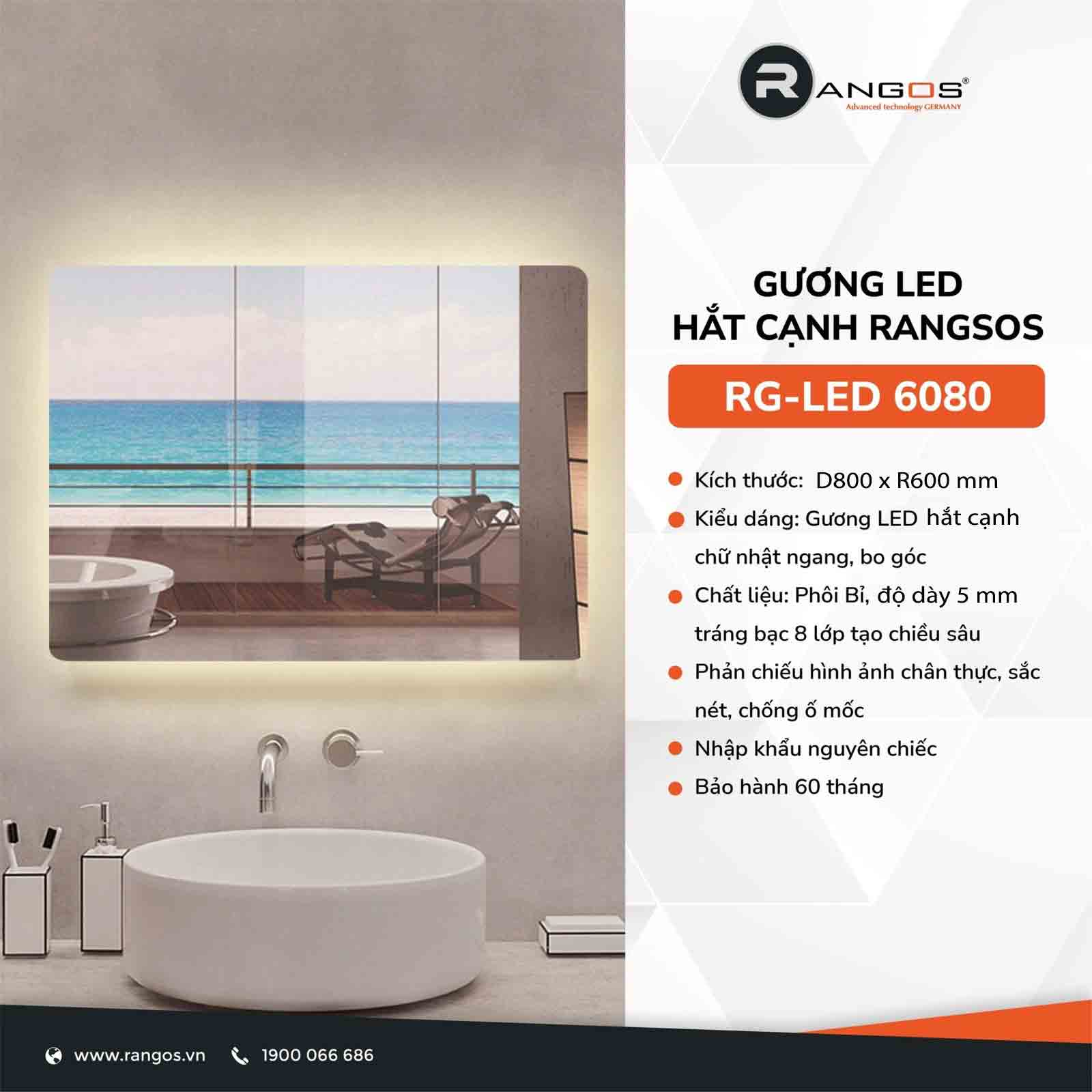 Gương led hắt cạnh Rangos RG-LED 6080
